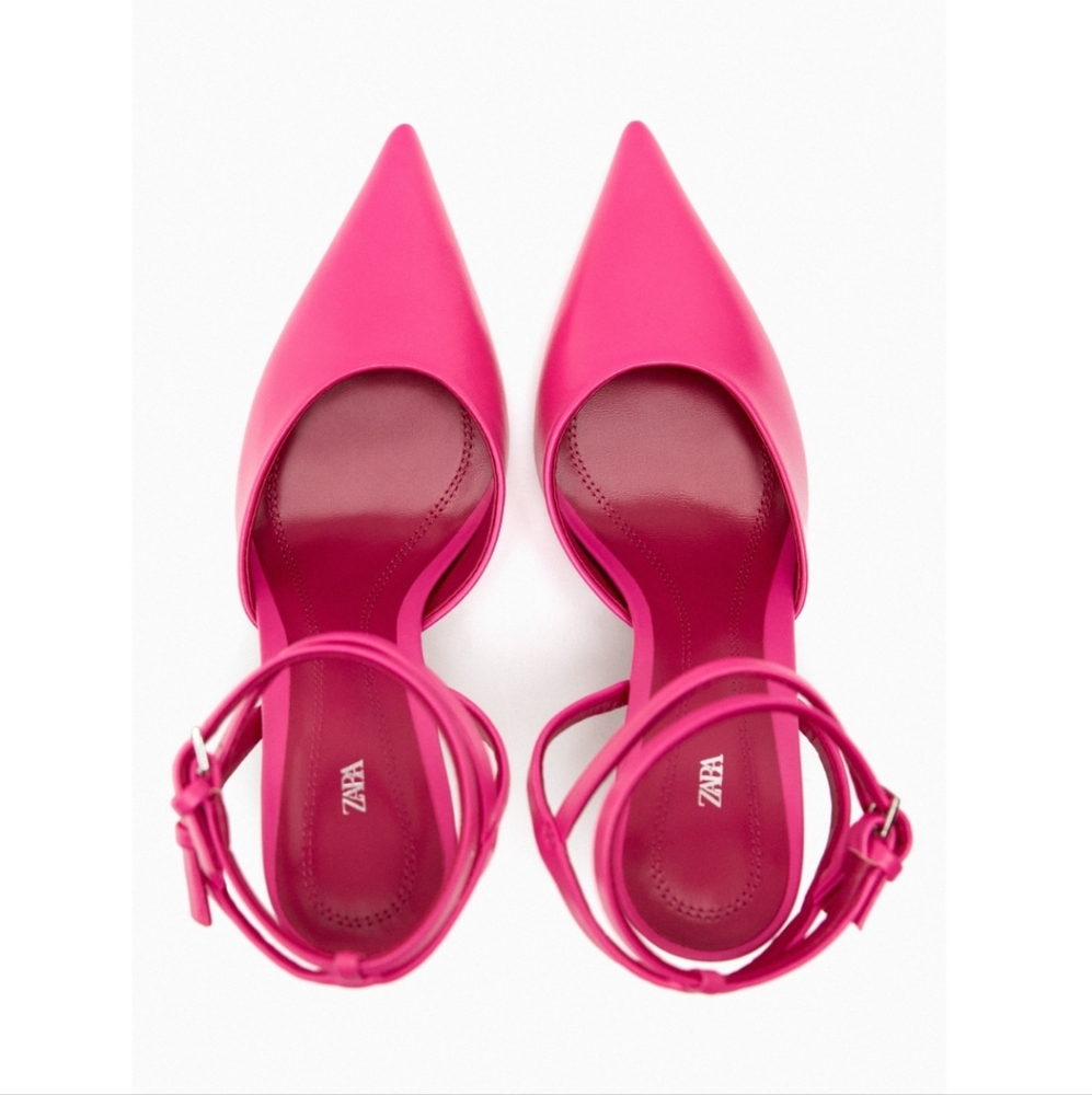 HEELED LEATHER SLINGBACKS SIZE 8 - Picture 4 of 10